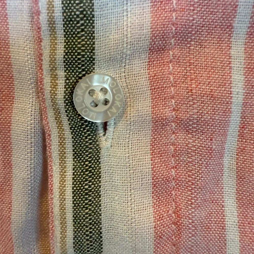 Molokai Surf Co Men's Pink Striped Shirt Size XXL